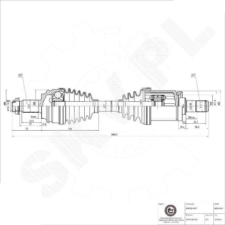 Esen SKV 40SKV451 - Приводний вал autocars.com.ua