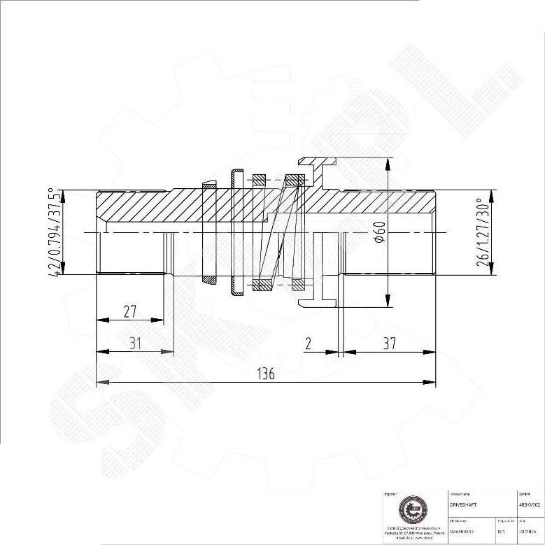 Esen SKV 40SKV902 - напівосьові вал, диференціал autocars.com.ua