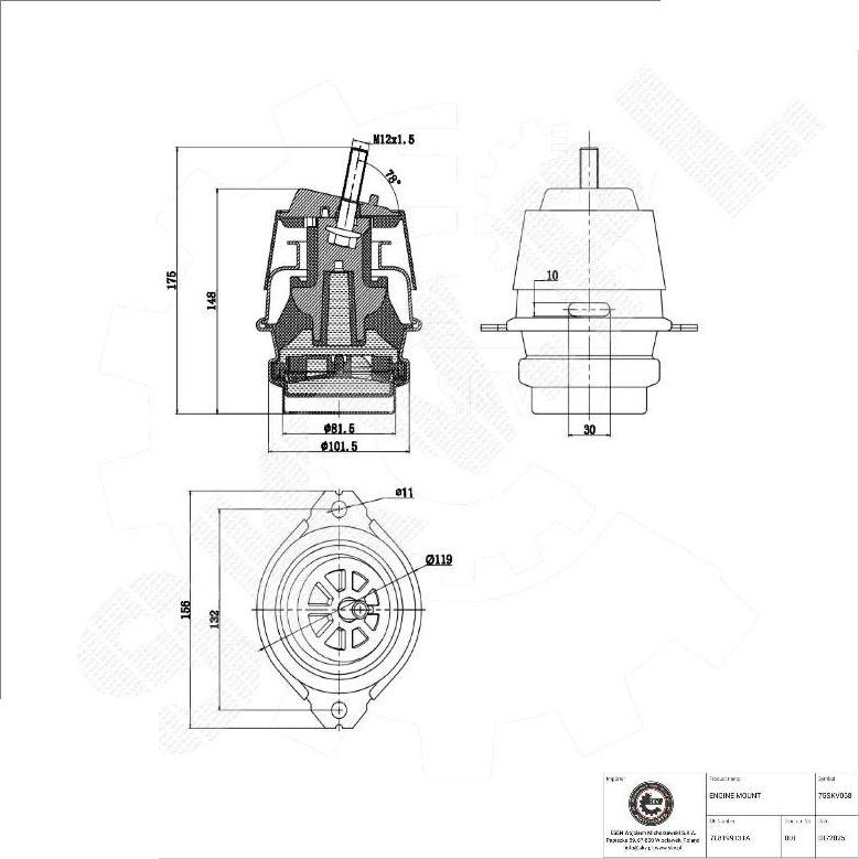 Esen SKV 75SKV068 - Подушка, підвіска двигуна autocars.com.ua