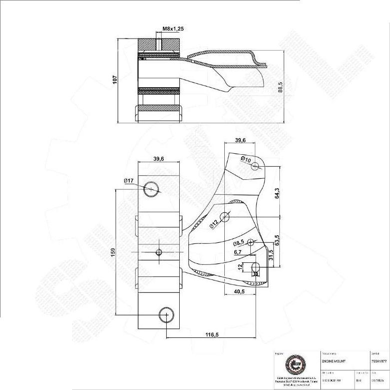 Esen SKV 75SKV077 - Подушка, підвіска двигуна autocars.com.ua
