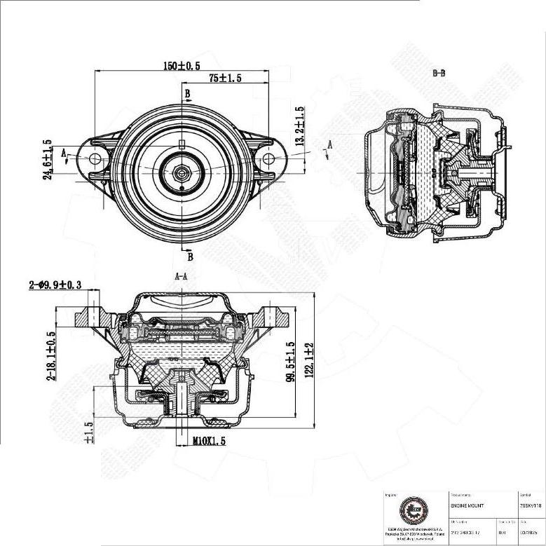 Esen SKV 75SKV118 - Подушка, підвіска двигуна autocars.com.ua