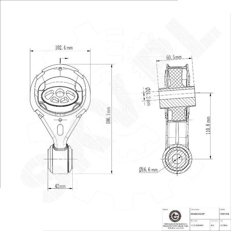 Esen SKV 75SKV150 - Подушка, підвіска двигуна autocars.com.ua