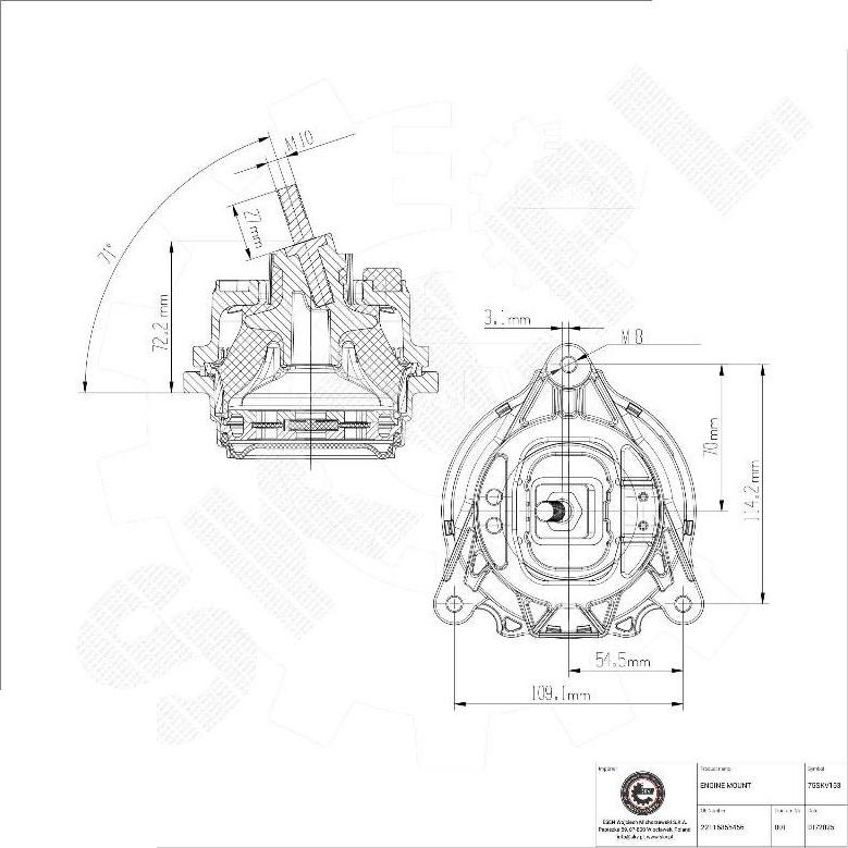 Esen SKV 75SKV163 - Подушка, підвіска двигуна autocars.com.ua