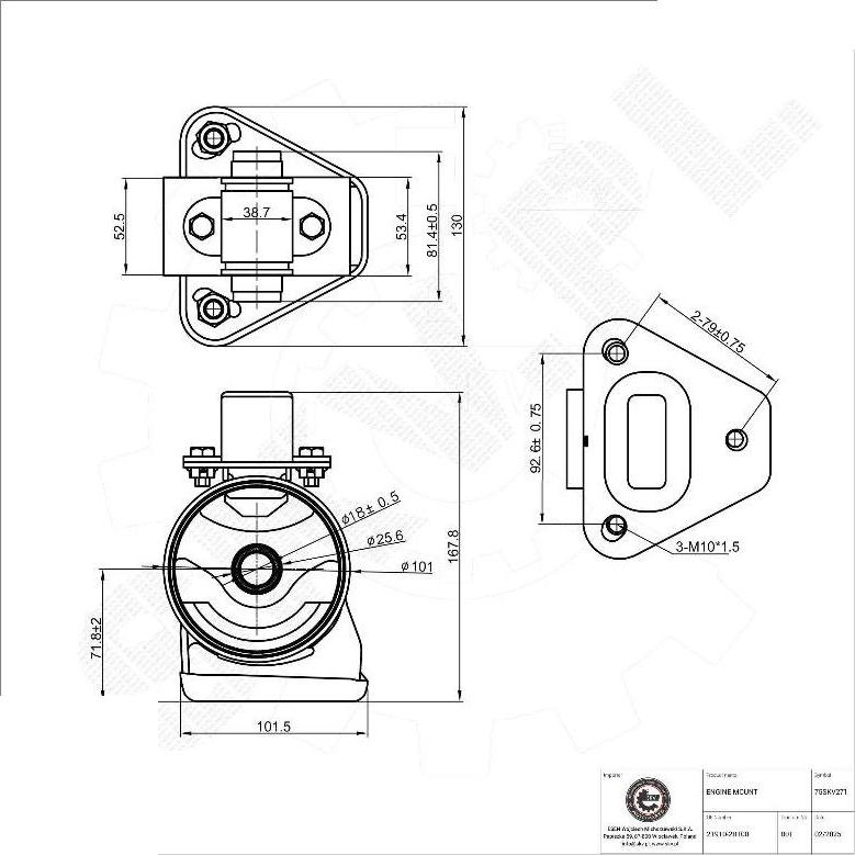 Esen SKV 75SKV271 - Подушка, підвіска двигуна autocars.com.ua