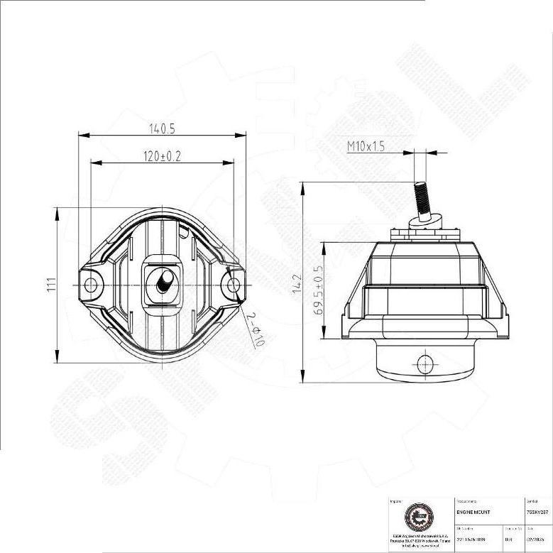 Esen SKV 75SKV287 - Подушка, підвіска двигуна autocars.com.ua