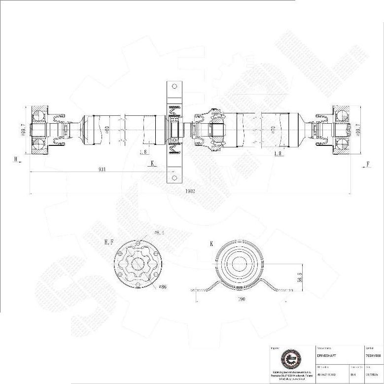 Esen SKV 76SKV080 - Приводний вал autocars.com.ua