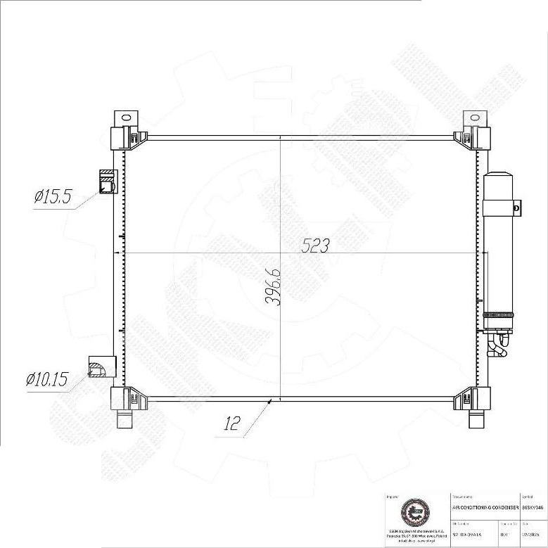 Esen SKV 86SKV346 - Конденсатор, кондиціонер autocars.com.ua