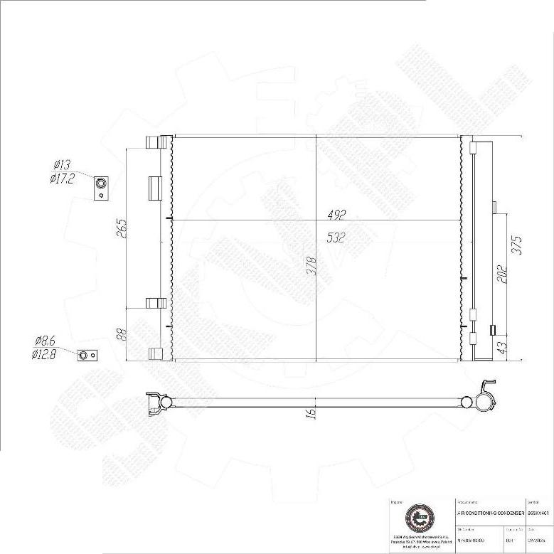 Esen SKV 86SKV401 - Конденсатор, кондиціонер autocars.com.ua