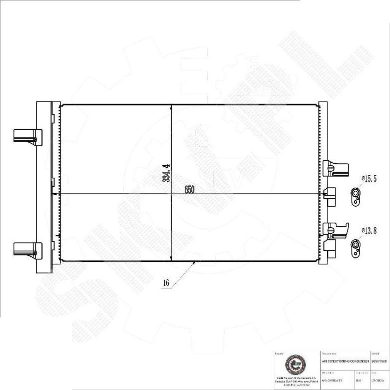 Esen SKV 86SKV588 - Конденсатор, кондиціонер autocars.com.ua