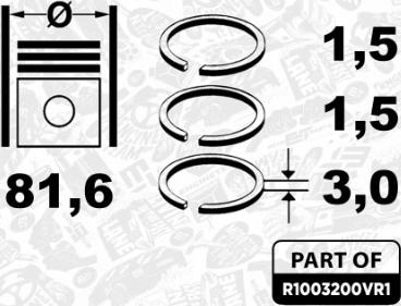 ET Engineteam R1003200VR1 - Комплект поршневих кілець autocars.com.ua