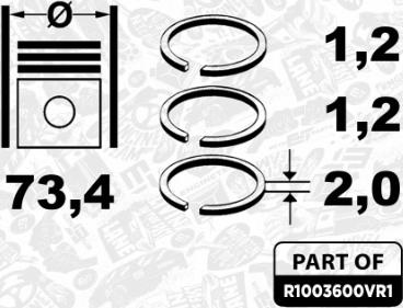 ET Engineteam R1003600VR1 - Комплект поршневих кілець autocars.com.ua