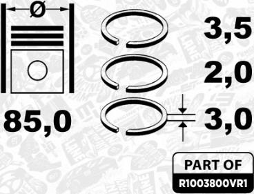 ET Engineteam R1003800VR1 - Комплект поршневих кілець autocars.com.ua