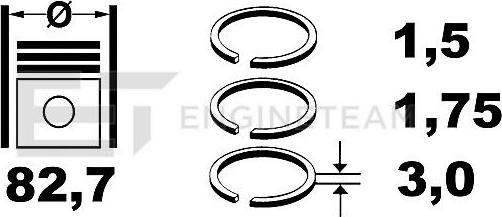 ET Engineteam R1004200 - Комплект поршневих кілець autocars.com.ua