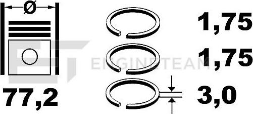 ET Engineteam R4001700 - Комплект поршневых колец avtokuzovplus.com.ua