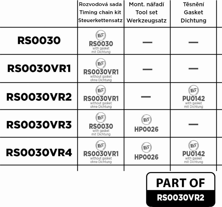 ET Engineteam RS0030VR2 - Комплект ланцюга приводу распредвала autocars.com.ua