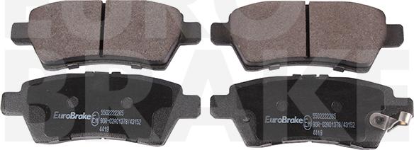 Eurobrake 5502222265 - Гальмівні колодки, дискові гальма autocars.com.ua