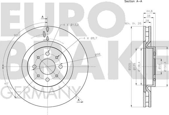 Eurobrake 5815201029 - Гальмівний диск autocars.com.ua