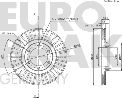 Eurobrake 5815201402 - Тормозной диск autodnr.net