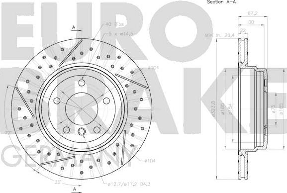 Eurobrake 58152015106 - Гальмівний диск autocars.com.ua