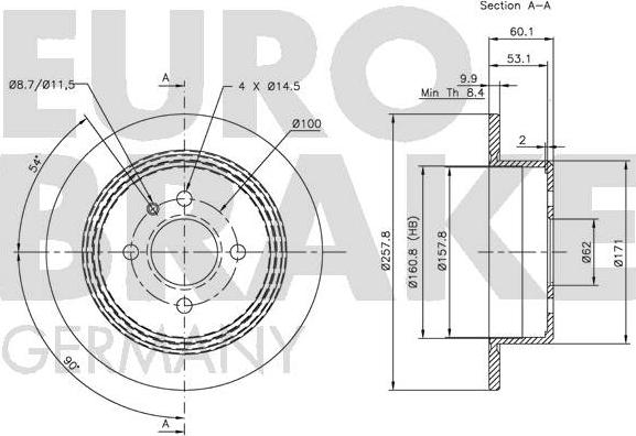 Eurobrake 5815201510 - Гальмівний диск autocars.com.ua