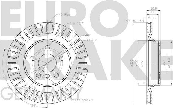 Eurobrake 58152015117 - Гальмівний диск autocars.com.ua