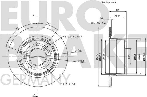 Eurobrake 5815201546 - Гальмівний диск autocars.com.ua