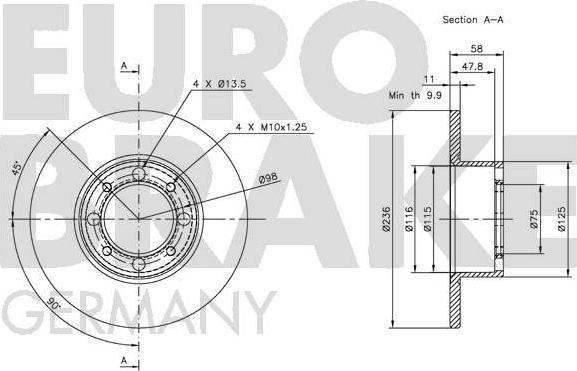 Eurobrake 5815201807 - Гальмівний диск autocars.com.ua