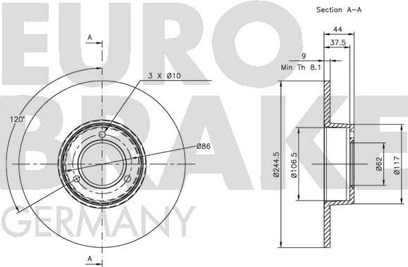 Eurobrake 5815201912 - Гальмівний диск autocars.com.ua