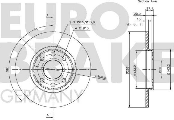 Eurobrake 5815201925 - Гальмівний диск autocars.com.ua