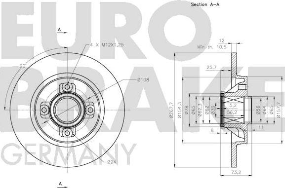 Eurobrake 5815201951 - Гальмівний диск autocars.com.ua