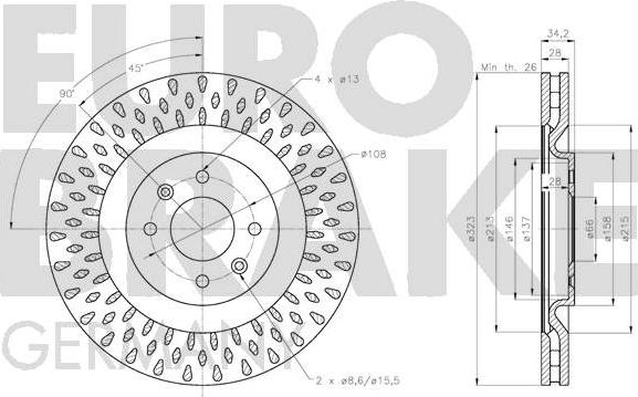 Eurobrake 5815201955 - Тормозной диск autodnr.net