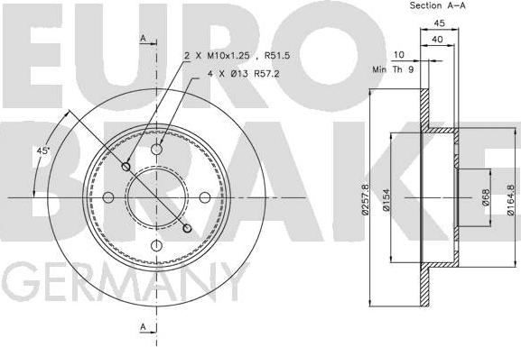 Eurobrake 5815202229 - Тормозной диск autodnr.net
