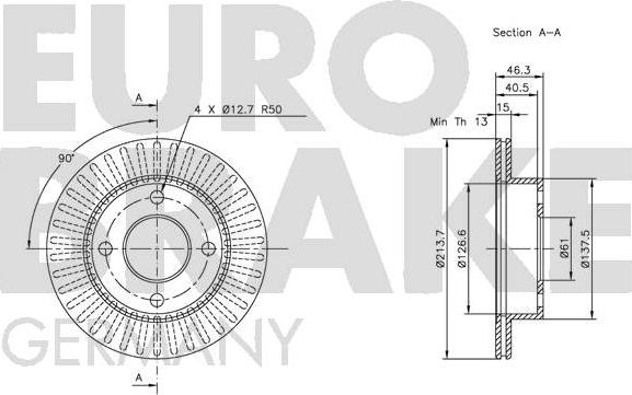 Eurobrake 5815202235 - Гальмівний диск autocars.com.ua