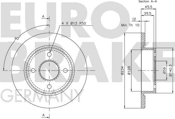 Eurobrake 5815202237 - Гальмівний диск autocars.com.ua