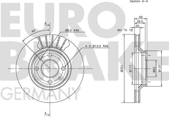 Eurobrake 5815202329 - Гальмівний диск autocars.com.ua