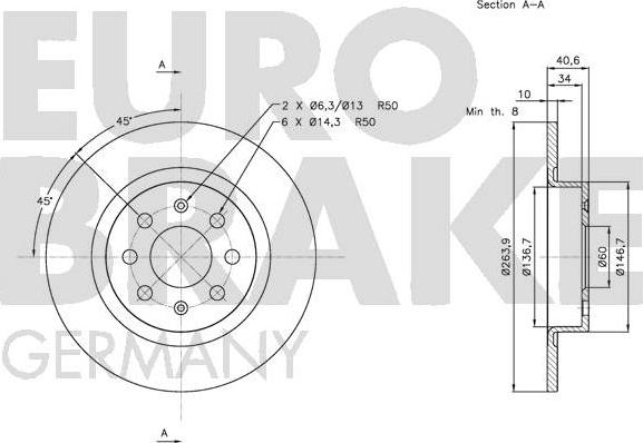 Eurobrake 5815202351 - Гальмівний диск autocars.com.ua