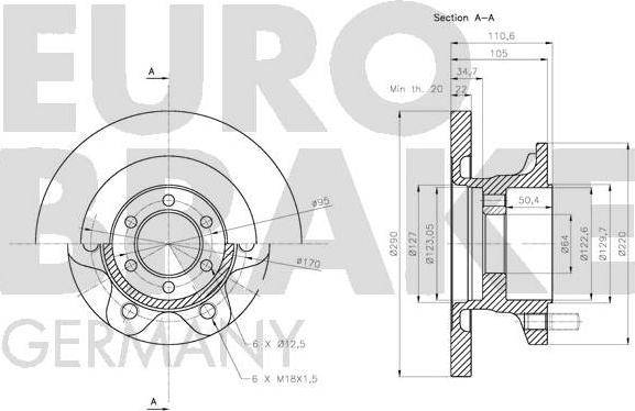 Eurobrake 5815202358 - Гальмівний диск autocars.com.ua