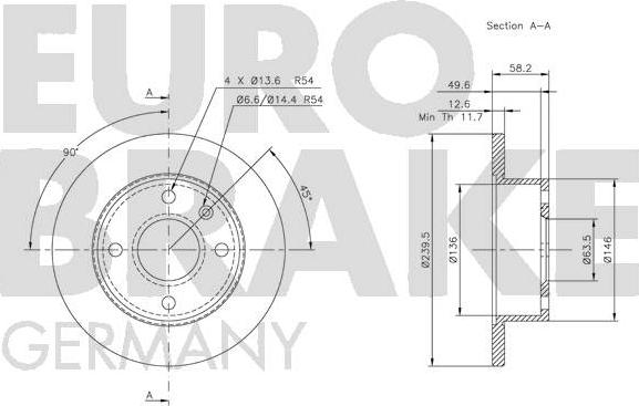 Eurobrake 5815202512 - Гальмівний диск autocars.com.ua