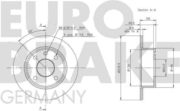 Eurobrake 5815202513 - Гальмівний диск autocars.com.ua