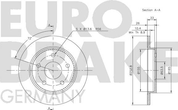 Eurobrake 5815202522 - Гальмівний диск autocars.com.ua