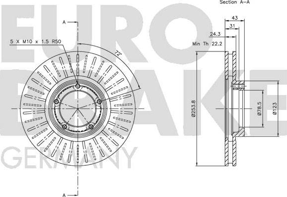 Eurobrake 5815202531 - Гальмівний диск autocars.com.ua