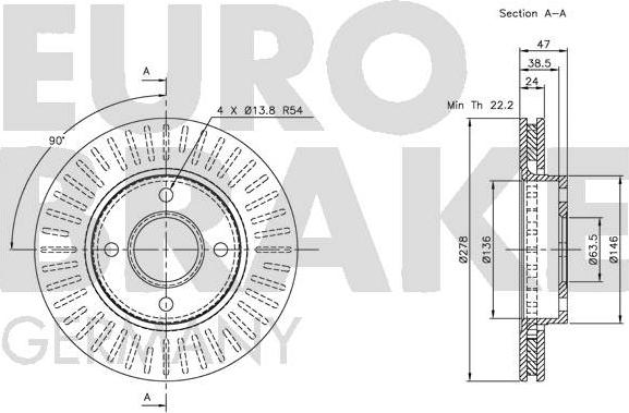 Eurobrake 5815202542 - Гальмівний диск autocars.com.ua