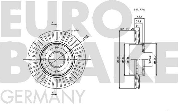 Eurobrake 5815202549 - Тормозной диск autodnr.net