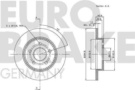 Eurobrake 5815202558 - Гальмівний диск autocars.com.ua