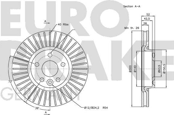 Eurobrake 5815202573 - Гальмівний диск autocars.com.ua