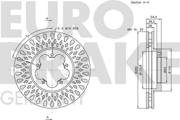 Eurobrake 5815202575 - Гальмівний диск autocars.com.ua