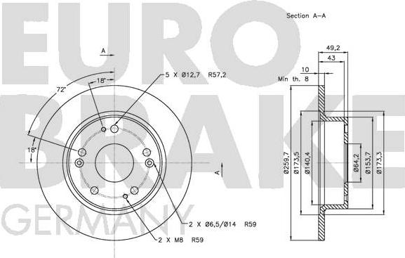 Eurobrake 5815202638 - Гальмівний диск autocars.com.ua