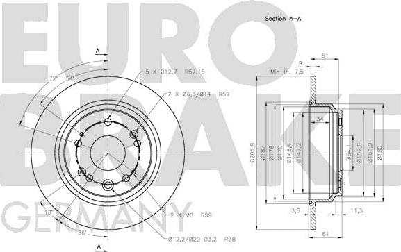 Eurobrake 5815202645 - Гальмівний диск autocars.com.ua