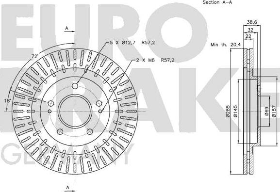 Eurobrake 5815203048 - Гальмівний диск autocars.com.ua