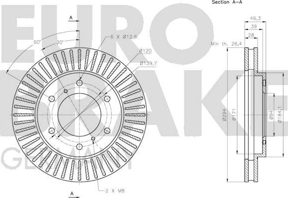 Eurobrake 5815203059 - Гальмівний диск autocars.com.ua